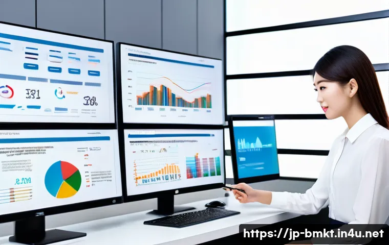 브랜드 마케팅 성공 사례 분석 - A modern Japanese office scene showing a marketing team analyzing detailed customer data on multiple...